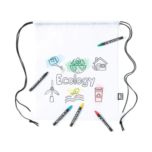 RPET Drawstring Bags with Crayons Coloured In